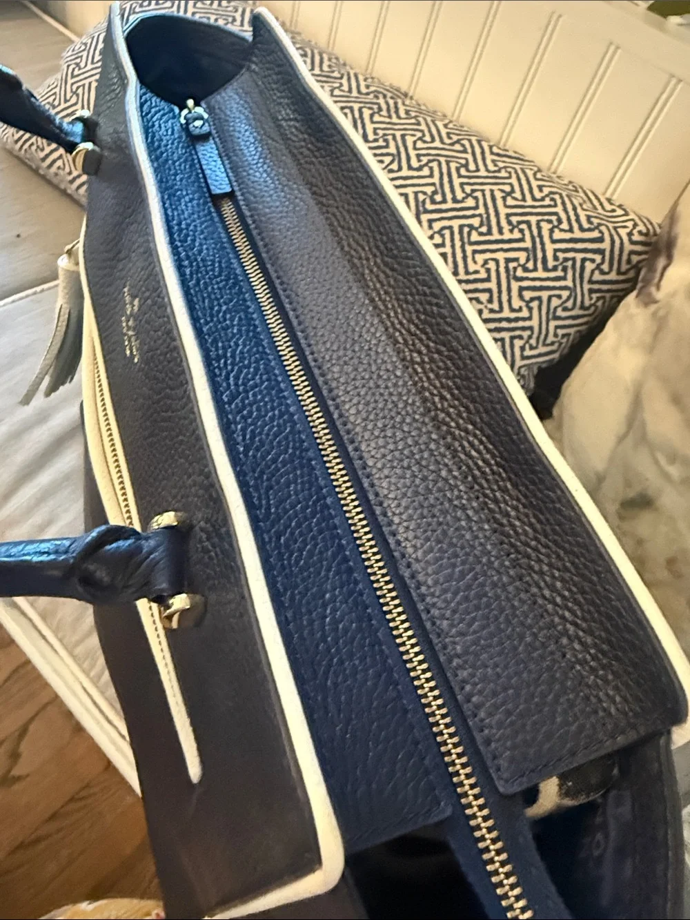 kate spade Navy and Cream Leather Structured Tote